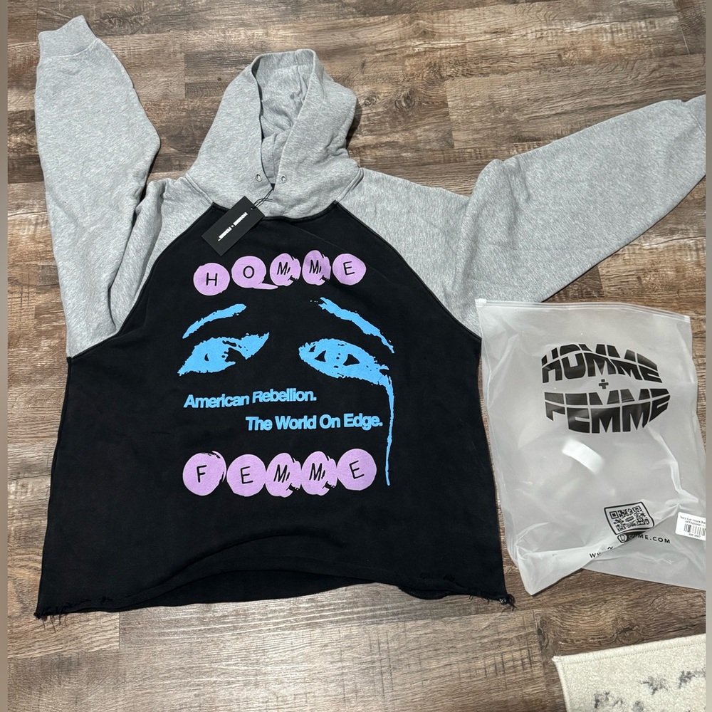 NWT homme femme mens L multi color hoodie